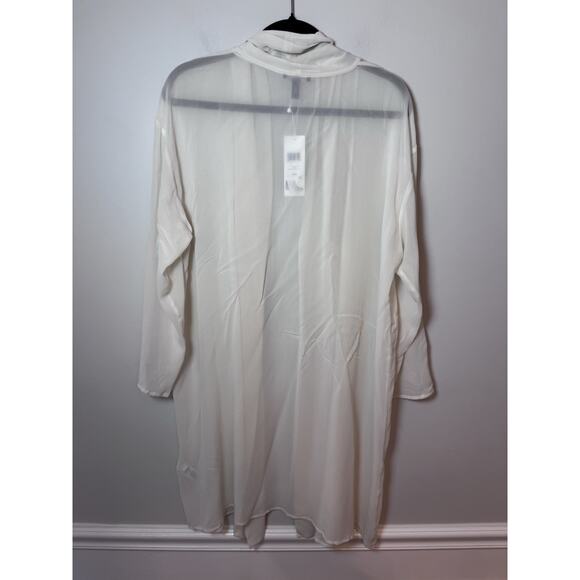 Eileen Fisher Sheer Silk Georgette High Collar Jacket In Bone Sz Medium $328 NWT - Picture 16 of 16